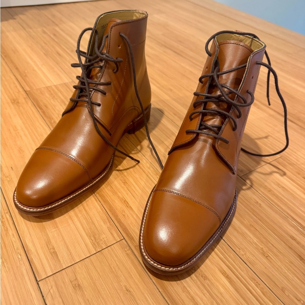 Elegant Light Brown Leather Men's Boots, made in Portugal